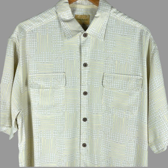 Tommy Bahama 100% Slk Retro Geometric Print Short Sleeve Camp Shirt Size Large - Picture 6 of 14